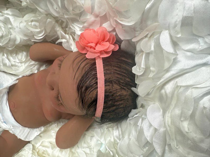 Full Body Marshmallow Platinum Silicone, Black, Biracial Baby Girl, Bathable with Opened Mouth