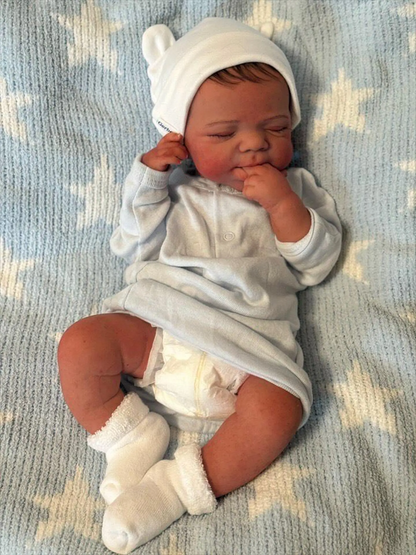 Full Body Platinum Silicone Baby Boy, Bathe-able Marshmallow Soft, Open Mouth