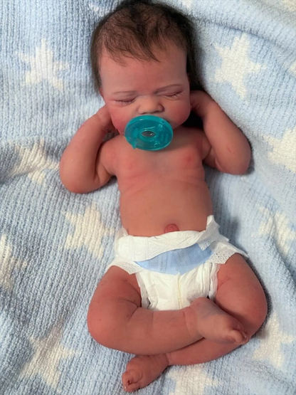 Full Body Platinum Silicone Baby Boy, Bathe-able Marshmallow Soft, Open Mouth