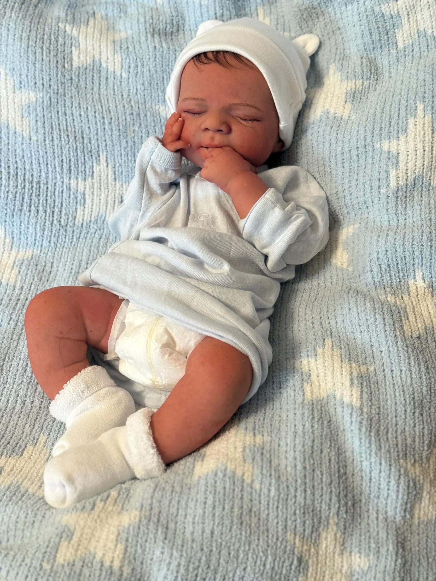 Full Body Platinum Silicone Baby Boy, Bathe-able Marshmallow Soft, Open Mouth